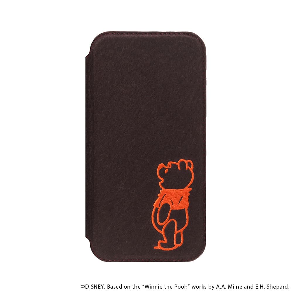 PGA iPhone 16 Glass Flip Case (Felt) Winnie the Pooh PG-D24AGF06POO
