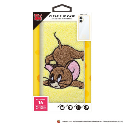 PGA iPhone 16 Clear Flip Case (Sagara Embroidery) Tom and Jerry PG-W24ACF02JER