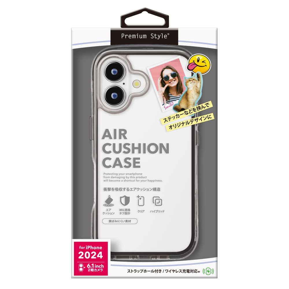 PGA iPhone 16 Air Cushion Case Graphite PG-24APTA01BK 38g