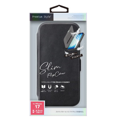 PGA iPhone 17 Slim Flip Cover Black PG-25AFP06BK 65g