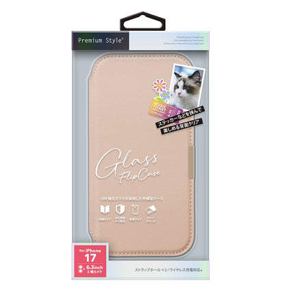 PGA iPhone 17 Glass Flip Case Saffiano Pink PG-25AGF06PK 65g