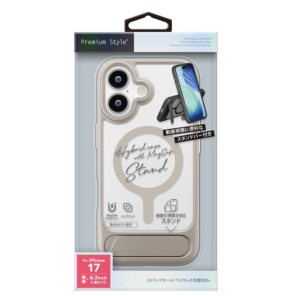 PGA iPhone 17 MagSafe Compatible Hybrid Case with Stand Beige PG-25AMH06BE 45g