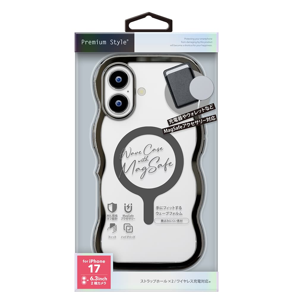 PGA MagSafe Compatible Wave Case for iPhone 17 - Metal Black PG-25AMW02BK 35g