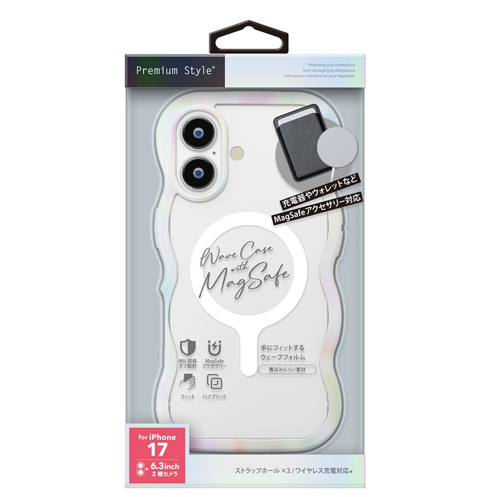 PGA MagSafe Compatible Wave Case for iPhone 17 - Aurora White PG-25AMW04WH 35g