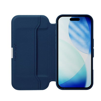 PGA Glass Flip Case for iPhone 17 Pro - Saffiano Pattern/Navy 65g
