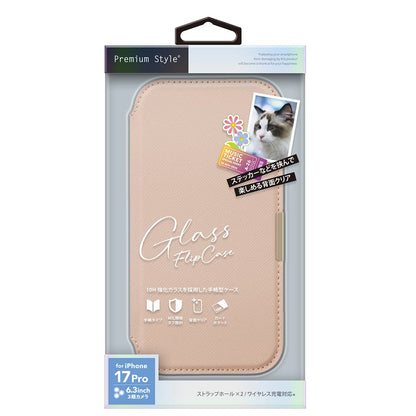 PGA Glass Flip Case for iPhone 17 Pro - Saffiano Pink