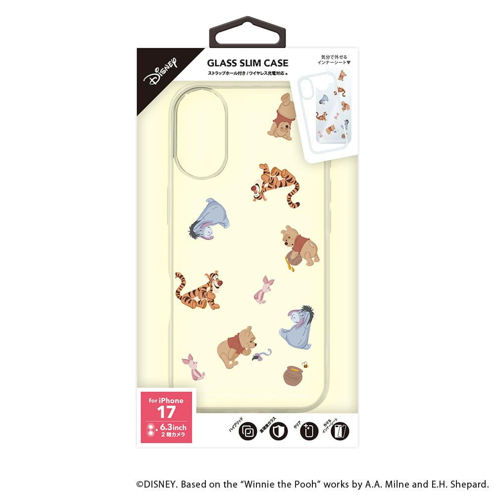 PGA Glass Slim Case for iPhone 17 Winnie the Pooh PG-D25AGT04POO 30g