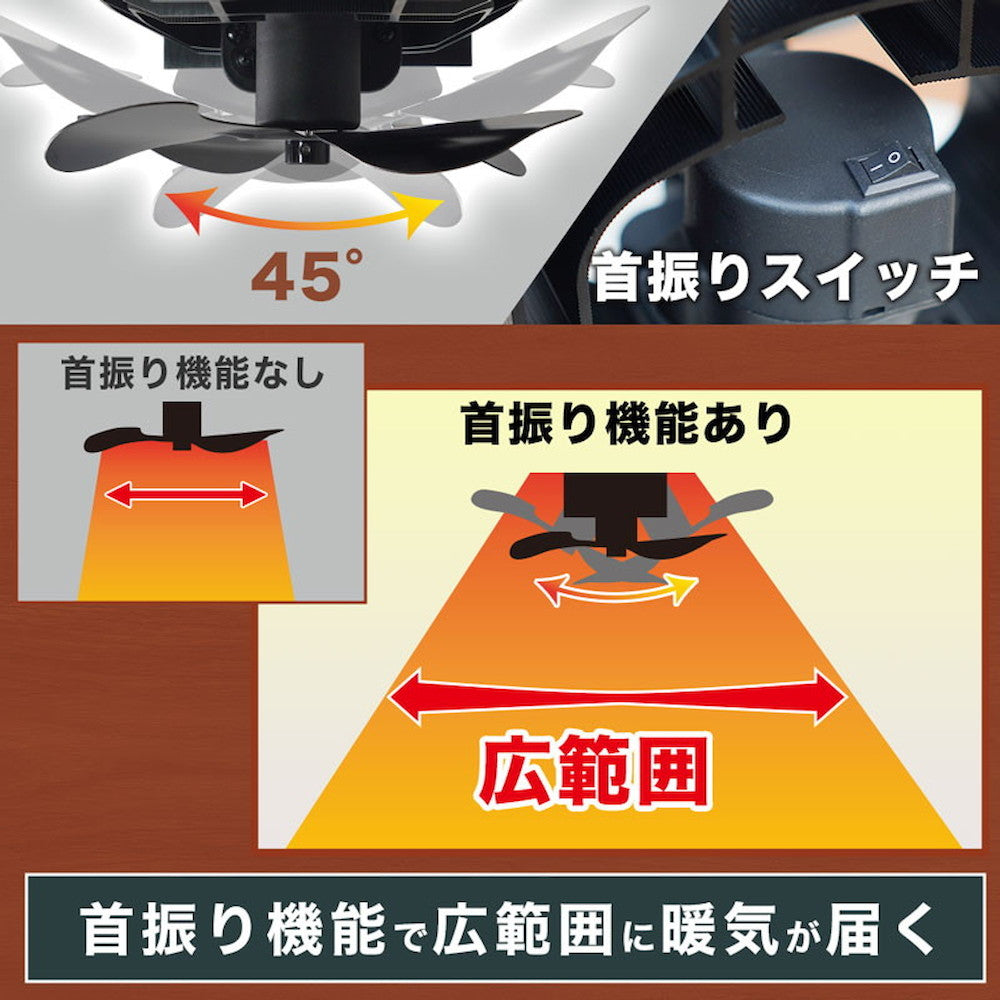 Non-Electric Warm Air Circulation 'Oscillating Stove Fan' STFALLSBK
