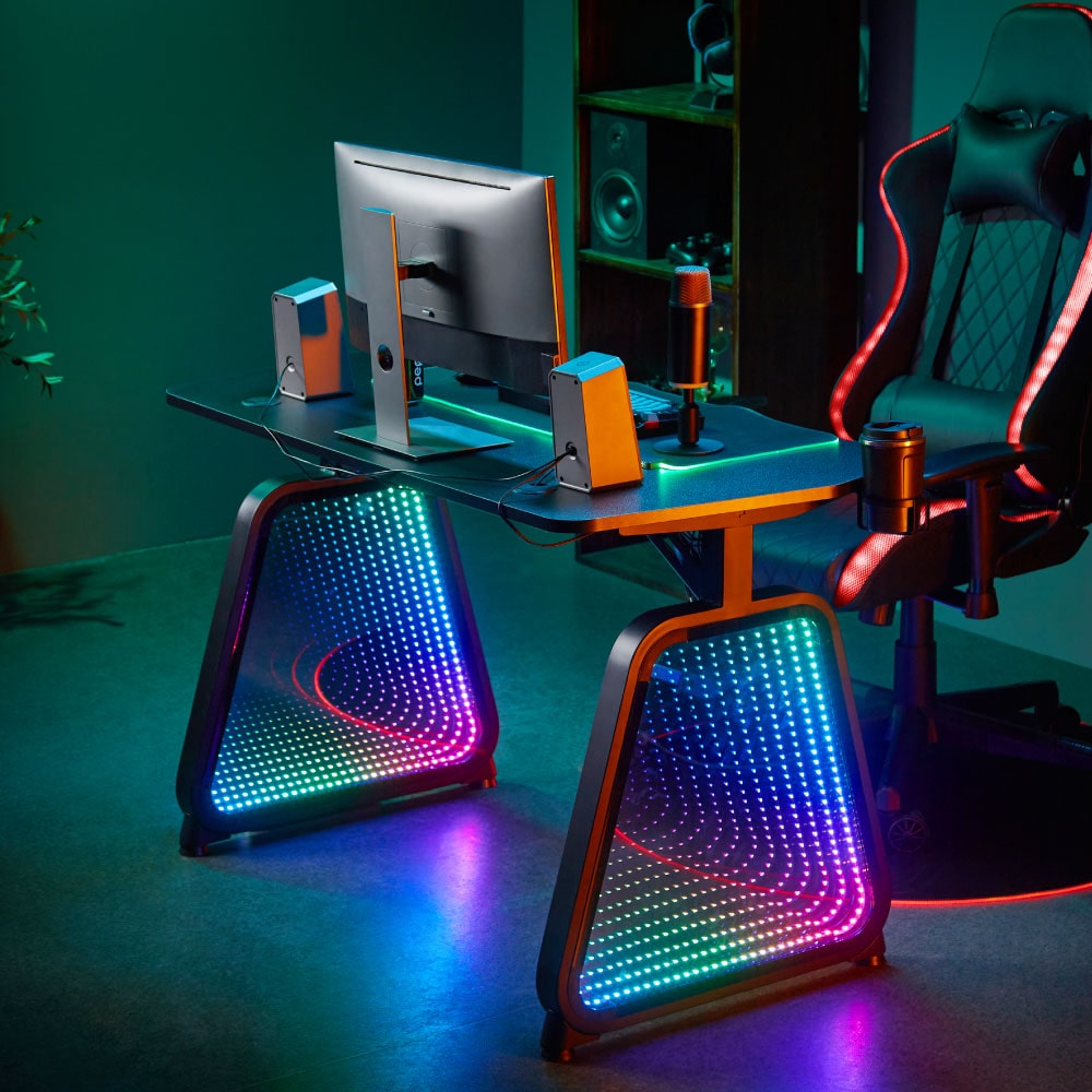 RGB Mirror Gaming Desk - SEEMRGHBK