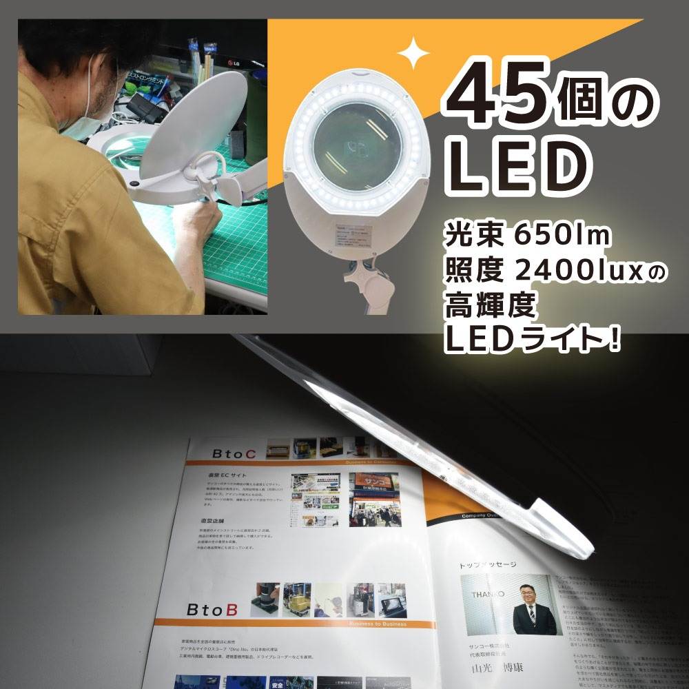 45 LED Clamp Magnifier LECL24CWH