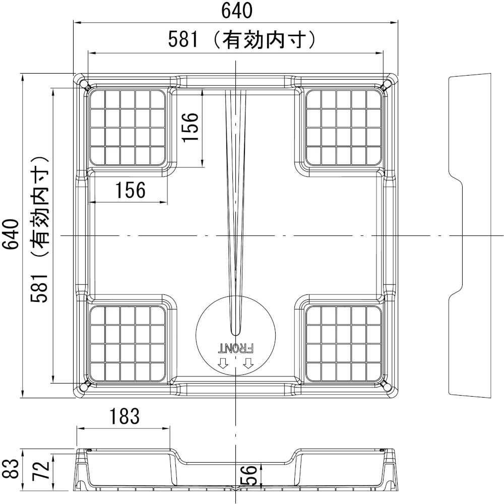 Standard Waterproof Pan for Washing Machines TP640-NW1 Tray Type