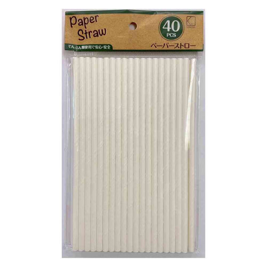 K's International Paper Straws 6×190mm White (40 pieces)
