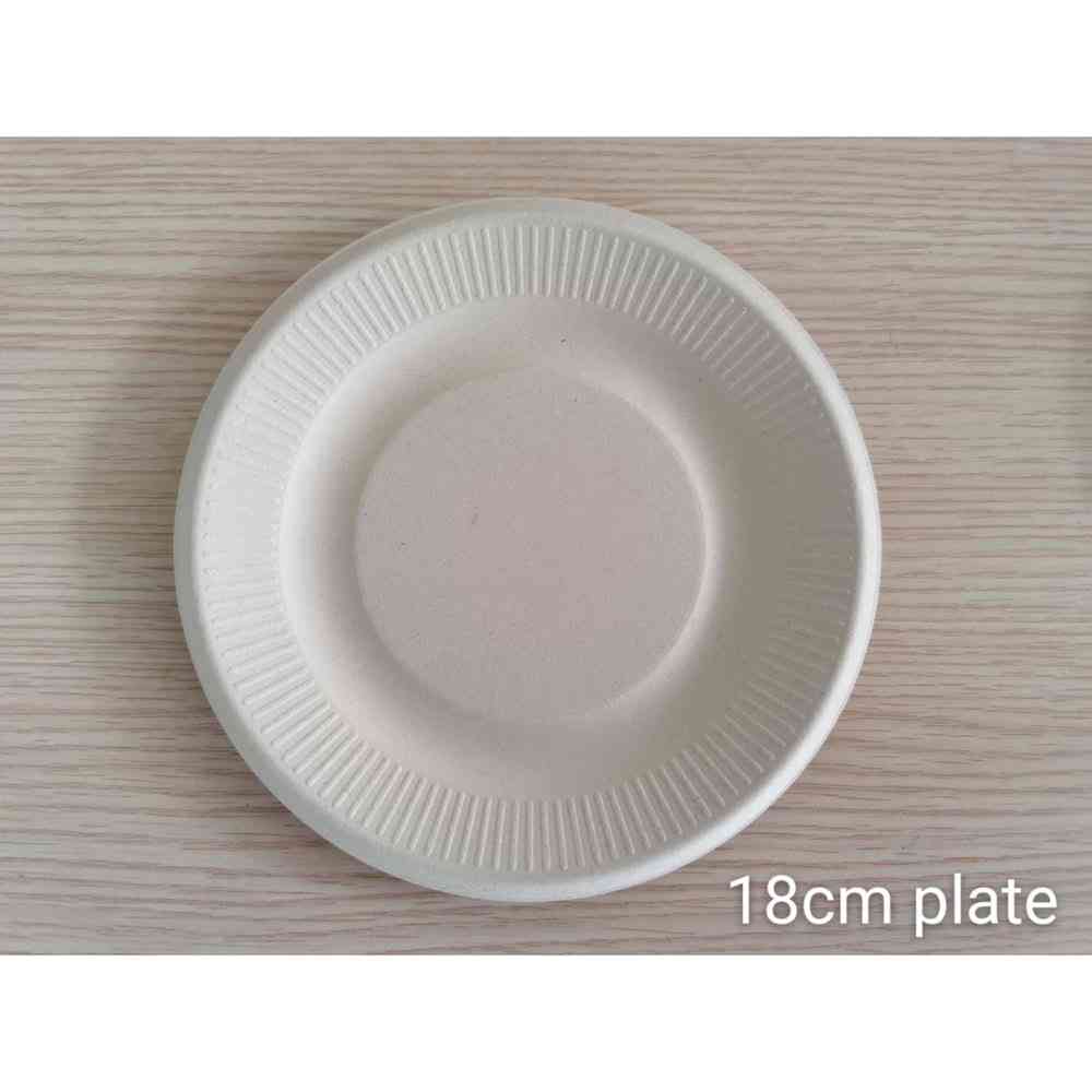 K's International Unbleached Bagasse Plate 18cm Pack of 30
