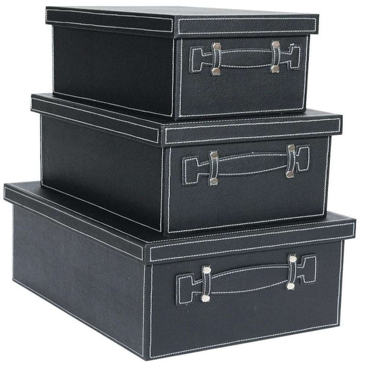 Fake Leather Box (BL) L, M, S 3-Piece Set 40013