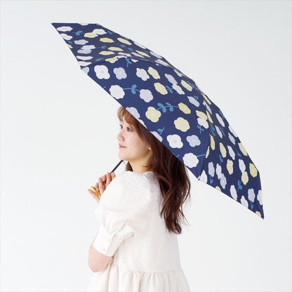 晴雨兼用 折傘 55cm エコルーペット フラワー17421NV 【直送品】 返品・キャンセル・他商品と同時購入は不可