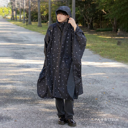 Studded Star Rain Poncho Black 60521BK
