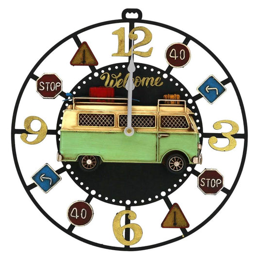 Tin Clock Wall Clock Bus 43171