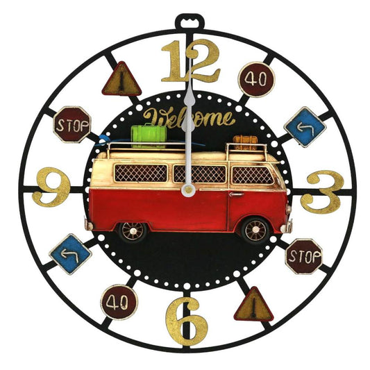 Tin Clock Wall Clock Bus 43172