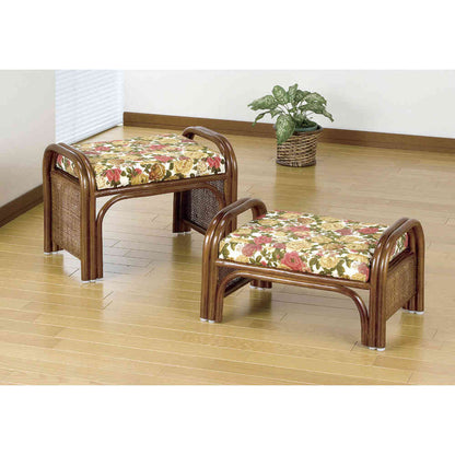 Natural Rattan Easy Chair Set of 2 High Type + Low Type