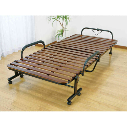 Natural Wood Slatted Folding Bed Semi-Double