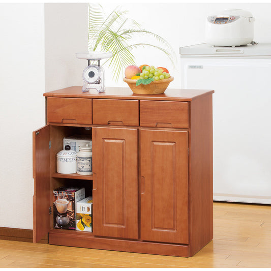 Natural Wood Counter Wagon 3-Door Brown