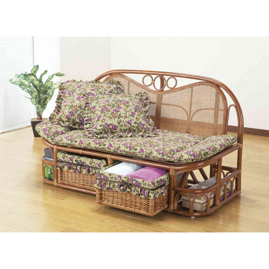 Natural Rattan High Back Couch Sofa 120cm