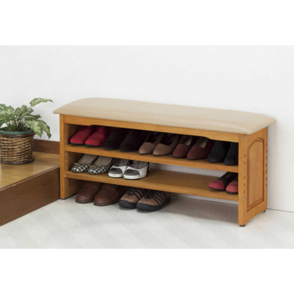 Wooden Storage Entrance Bench 90cm Width with Anti-Wobble