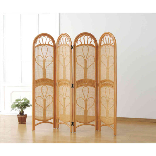 Natural Rattan Screen 4 Panels