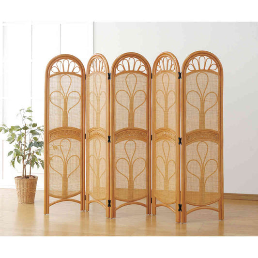 Natural Rattan Screen 5 Panels