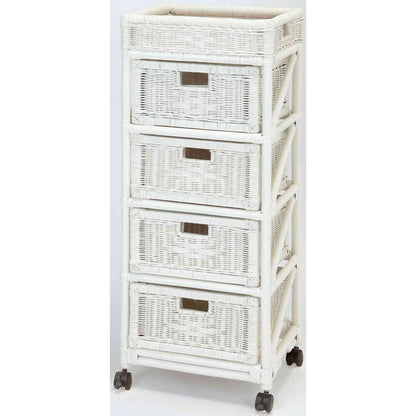 Natural Rattan Laundry Chest Slim 4-Drawer Brown