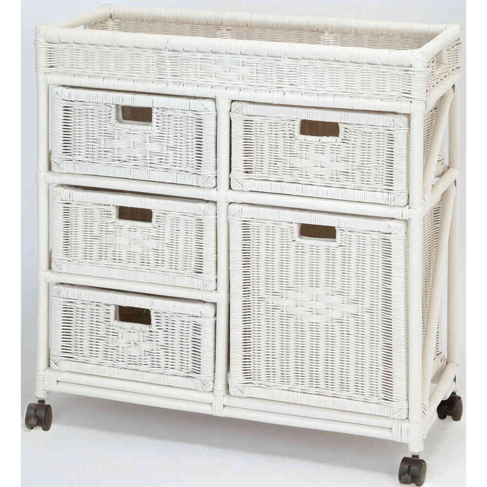 Natural Rattan Laundry Chest Wide 3-Drawer Brown
