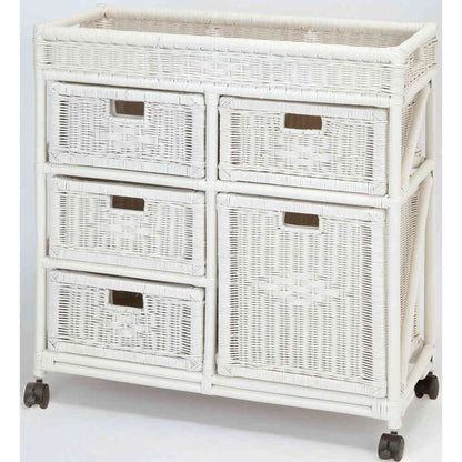 Natural Rattan Laundry Chest Wide 3-Drawer Brown
