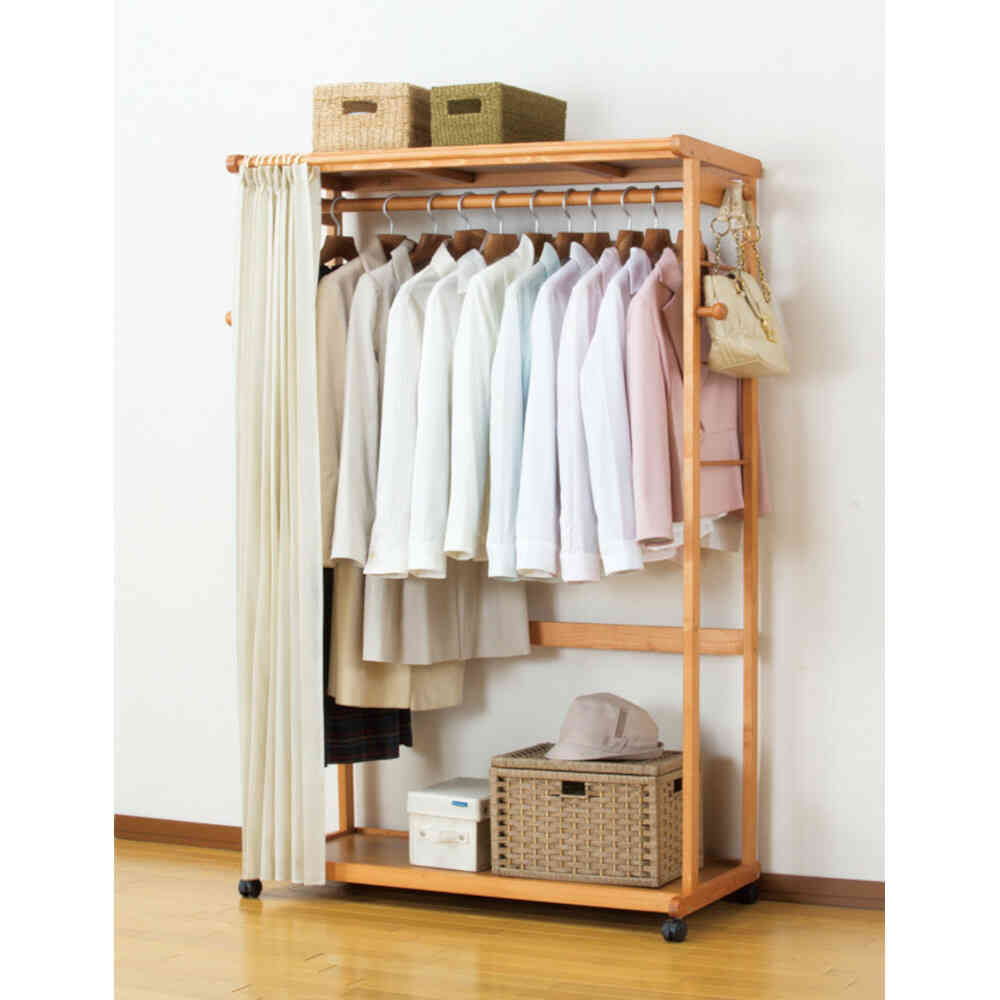 Natural Wood Curtain Single Hanger 110cm Width