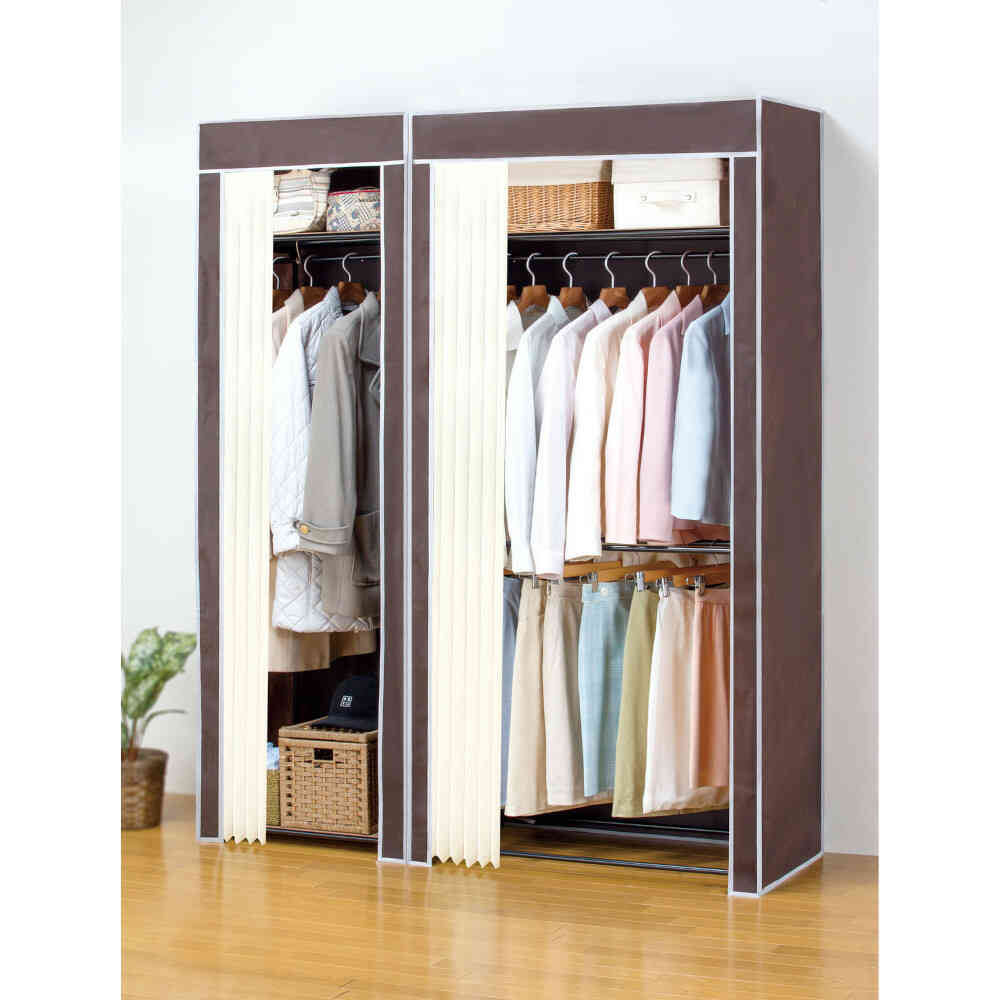 Closet Hanger with Selectable Cover 60cm Width with Upper and Lower Shelves
