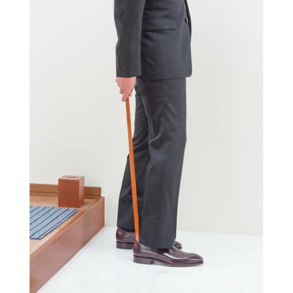 Natural Wood Shoe Horn with Stand - Brown