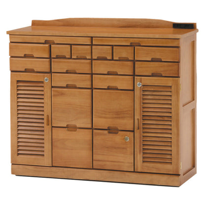 Natural Wood FAX Stand with Multiple Drawers and Lock 96cm Width [04146]