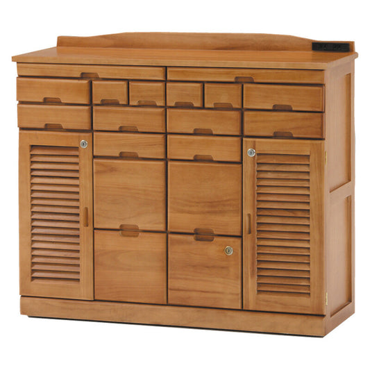Natural Wood FAX Stand with Multiple Drawers and Lock 96cm Width [04146]