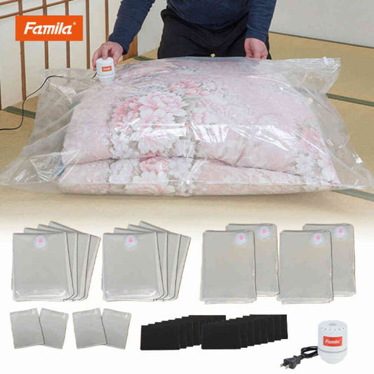 Vacuum-Free Futon Compression Bag Set with Vacuum Pump 27 Pieces [04386]