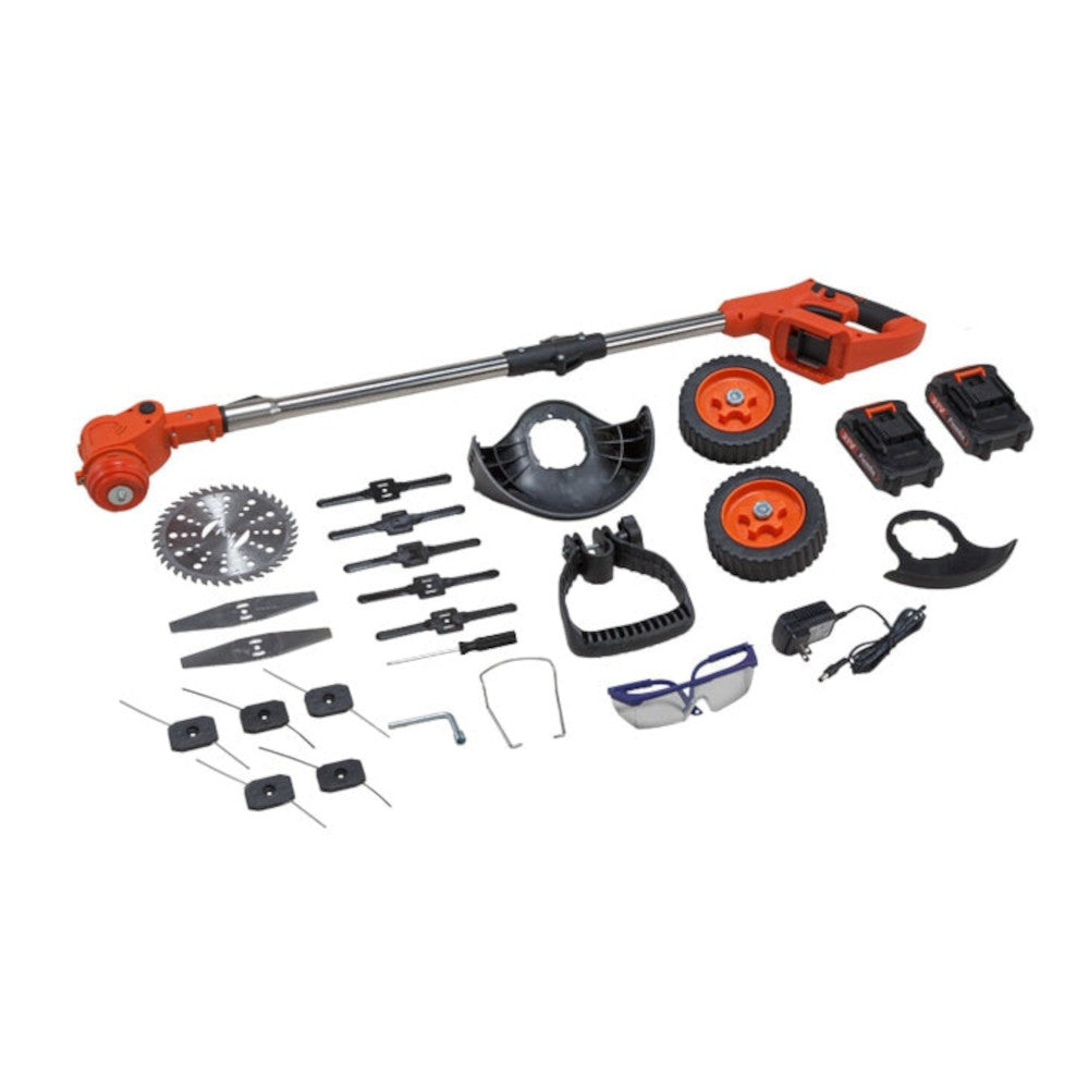 Rechargeable 4-WAY Grass Cutter 24-Piece Set + Extra Battery