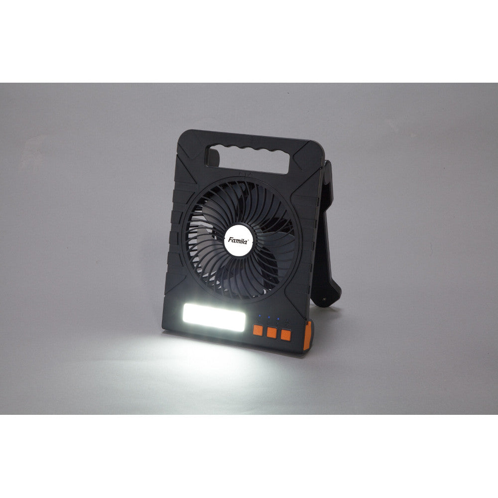 Famira Rechargeable Solar Powerful Fan Black [0445010]