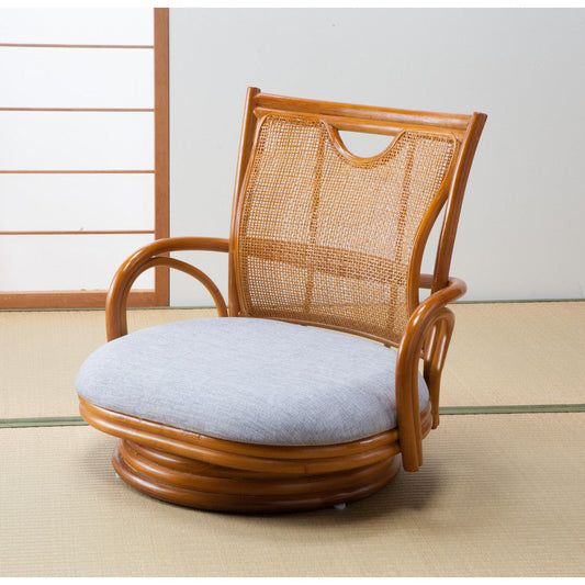 Natural Rattan Rotating Chair for Cross-Legged Sitting Natural [0448310]