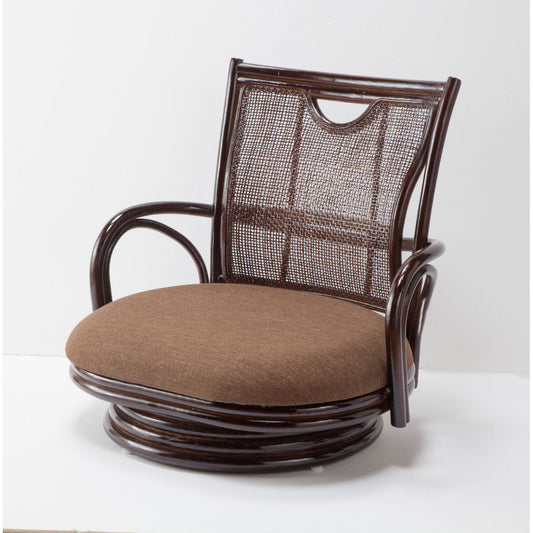 Natural Rattan Rotating Chair for Cross-Legged Sitting Dark Brown [0448320]