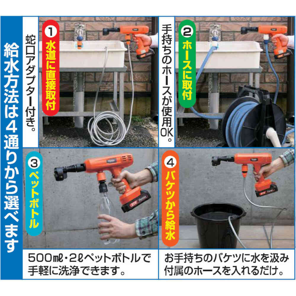 Rechargeable Cordless Handheld High-Pressure Washer DX 14-Piece Set [04487]