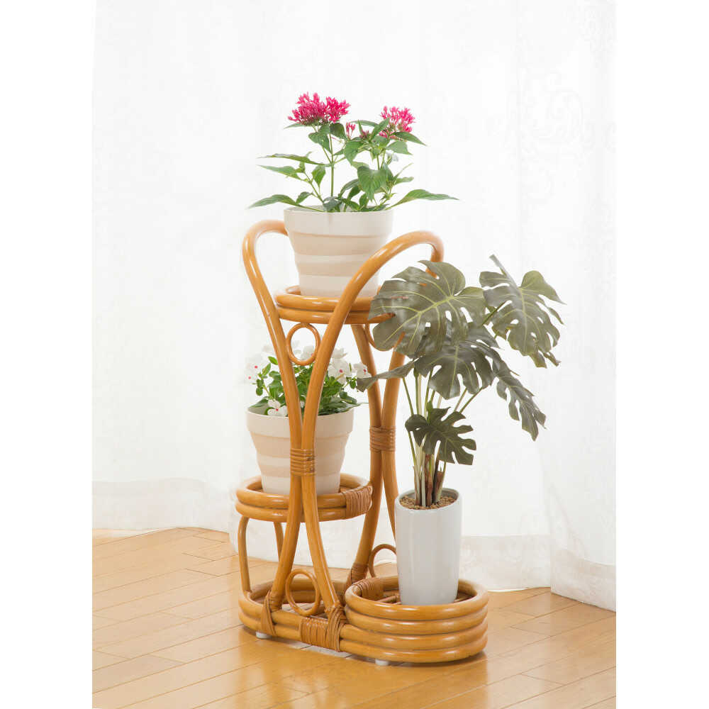 Natural Rattan Flower Rack [04590]