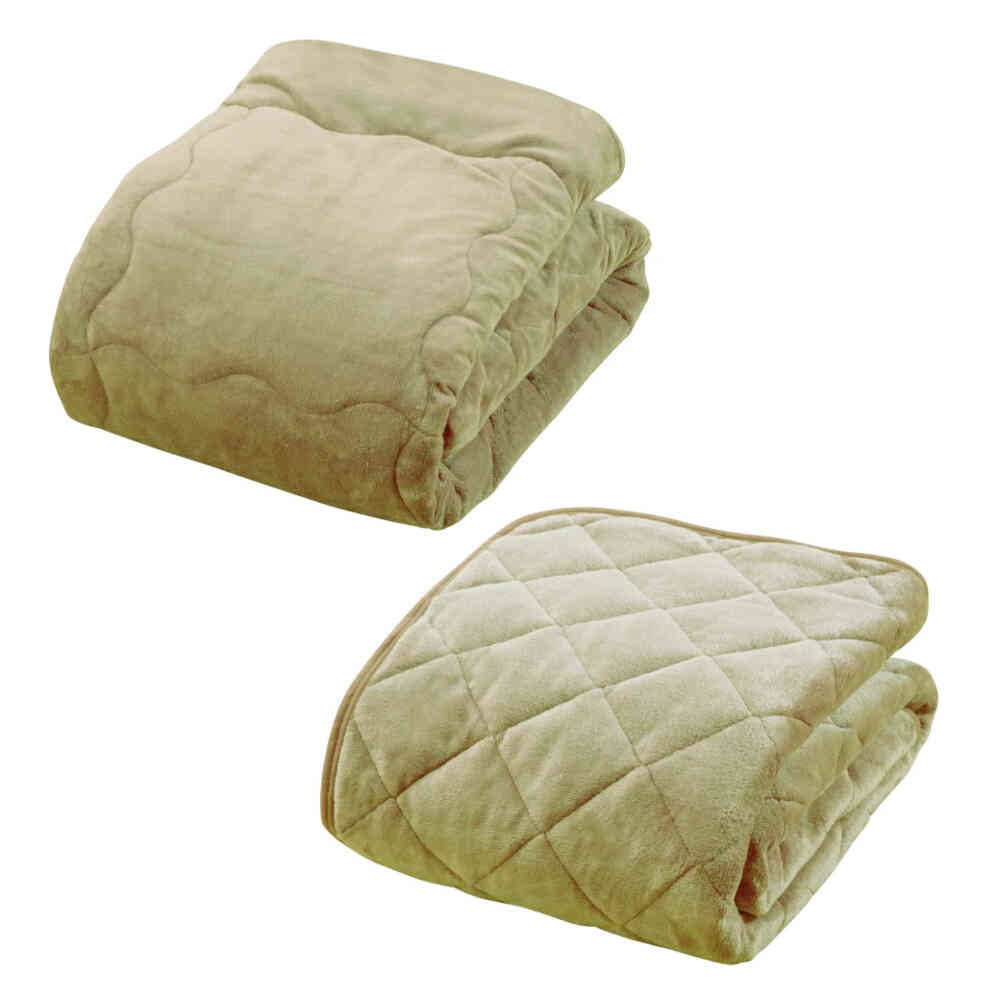 Triple Warm Blanket and Comforter Set Semi-Double Green