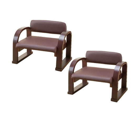 Natural Wood Easy Chair for Sitting and Standing Made in Japan Set of 2 DBR