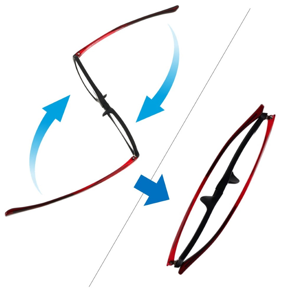 Reading Glasses - Square Black/Red +1.0