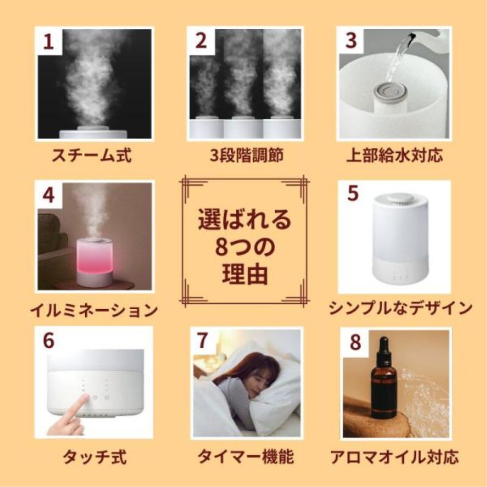 スチーム加湿器 2.5L イルミネーション機能 CKJ-L250 【直送品】 返品・キャンセル・他商品と同時購入は不可