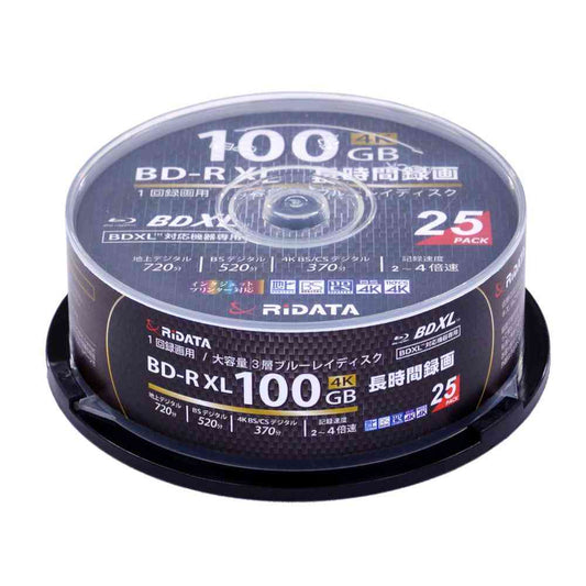 RiDATA BD-R XL 100GB 1-Time Recording Single-Sided 3-Layer 2-4x Speed 25 Discs