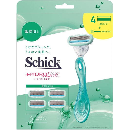 Schick Hydro Silk Sensitive Skin Combo Pack with 1 Blade + 4 Replacement Blades